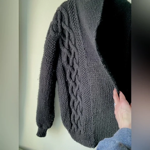 Chunky knit black open front cardigan - Picture 7 of 12